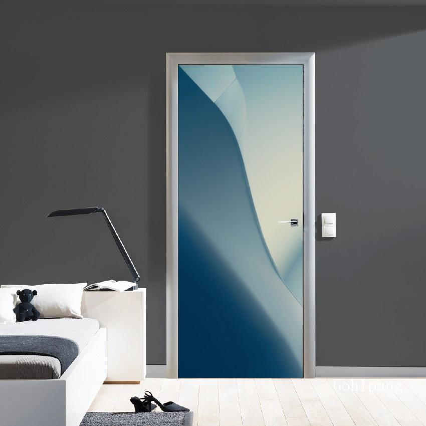 Abstract Style 3D Geometric Door Sticker DIY Renovation Mural Waterproof Print Picture Home Decor Renovation Poster PVC Sticker: Door LXR579201 / 77x200cm