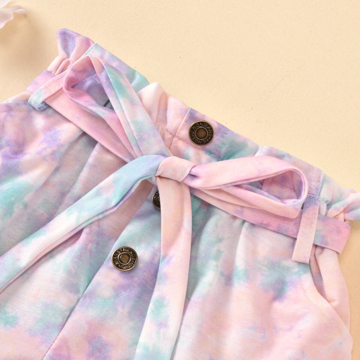 Babyhug Cotton Looper Knit Tie & Dye Shorts with Beach Theme Print - Light Blue main image 1