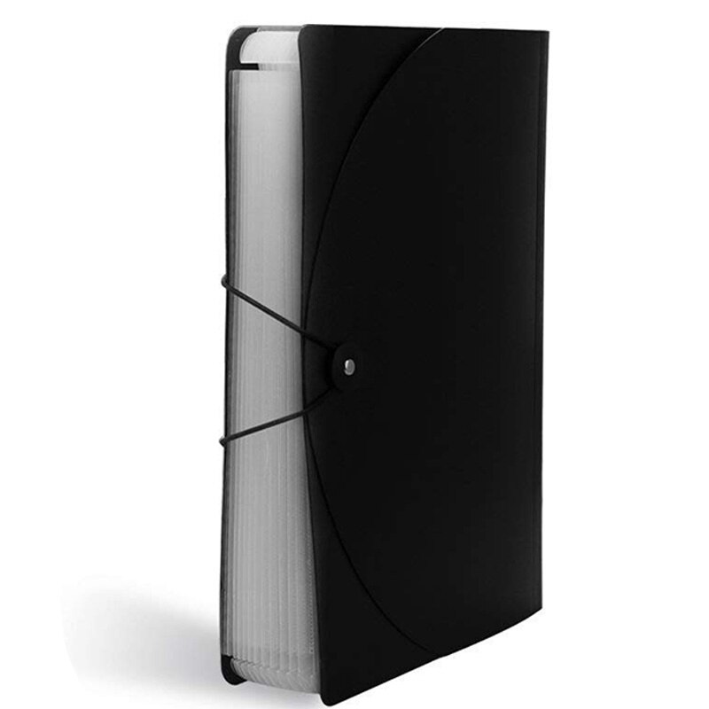 File Folder Organizer, Heavy Duty Expanding File Wallet for Home School Office, A4 Size, Black