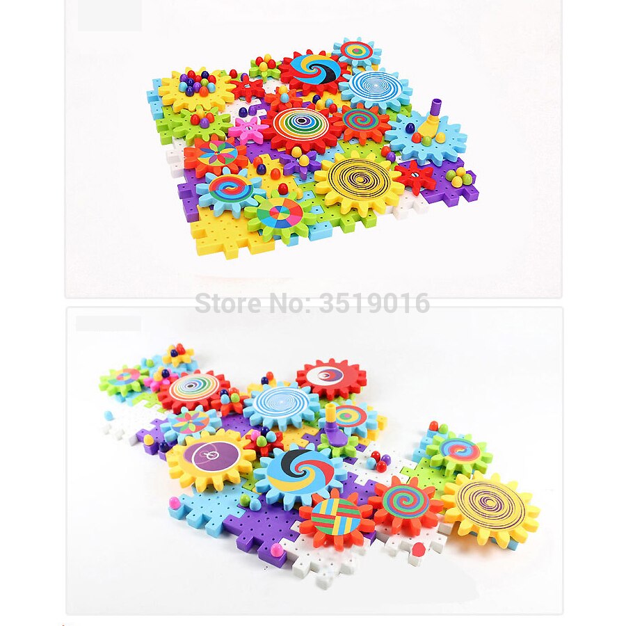 Kaleido Gears Building Set with 3 Different Sized Gears,Kaleidoscope Gear Combination DIY Mosaic Mushroom Nails Construction Kit