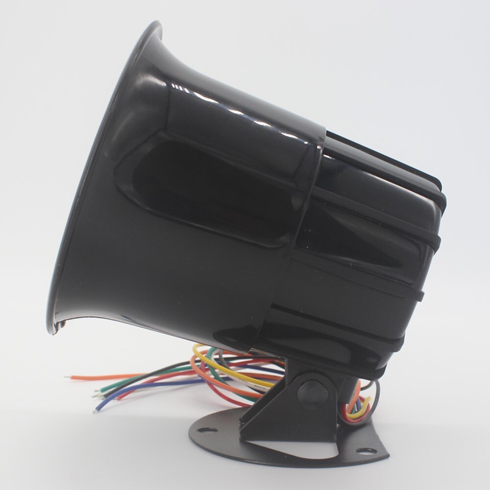 5 Tone Loud Horn Speaker 32V 10W Intelligent amplifier Alarm Siren Horn car alarm and Truck Backup Alarm (Black)