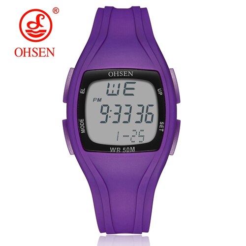 Digital Led Women Sport watches Blue silicone waterproof Lady Watch girl boy wristwatch stopwatch relogio feminino: Purple watch