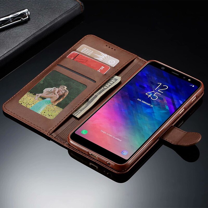 Voor Samsung A6 Plus Case Lederen Vintage Portemonnee Cover Hoesjes Samsung Galaxy A6 Case Flip Telefoon Gevallen Voor Smasung a6