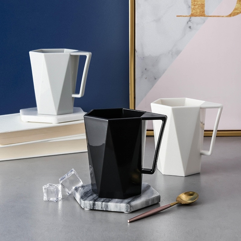 1 Pcs Huishoudelijke Geometrische Vorm Mondwater Cup Met Handvat Paar Cup Diamant Facet Plastic Toothbrushing Cup Tand Mok Melk Cup