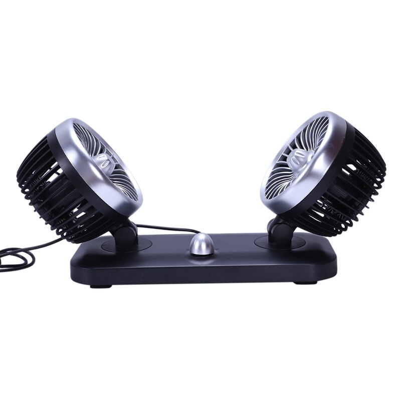12V Mini Electric Car Fan Low Noise Summer Car Air Conditioner Rotating 2 Gears Adjustable Air Cooling Fan