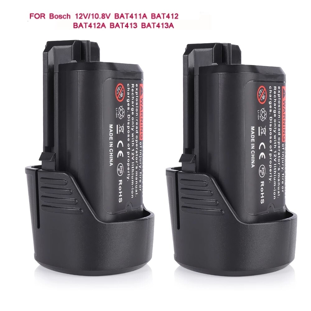 12V/10.8V 3000mAh for Bosch BAT411 Battery Lithium-Ion recharged Battery BAT411A BAT412 BAT412A BAT413 BAT413A&amp; 2.0Ah: two battery