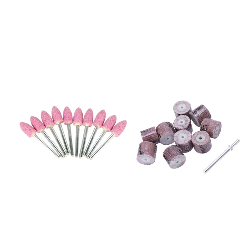 Gtbl 10 stuks 15mm schuurbandwielschijf 80/120/240/320/600 korrel roterende gereedschappen voor dremel & 10 stuks schuursteen voor dremel