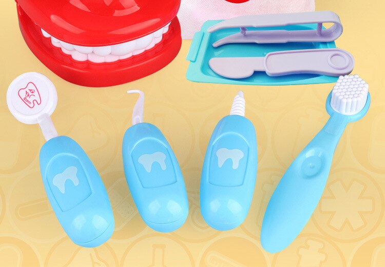 9pz Giochi Di Imitazione Giocattolo di Controllo Dentista Denti Modello impostato kit Medico Giochi di ruolo di Simulazione Learing Giocattoli Educativi per I Bambini Bambini: blu