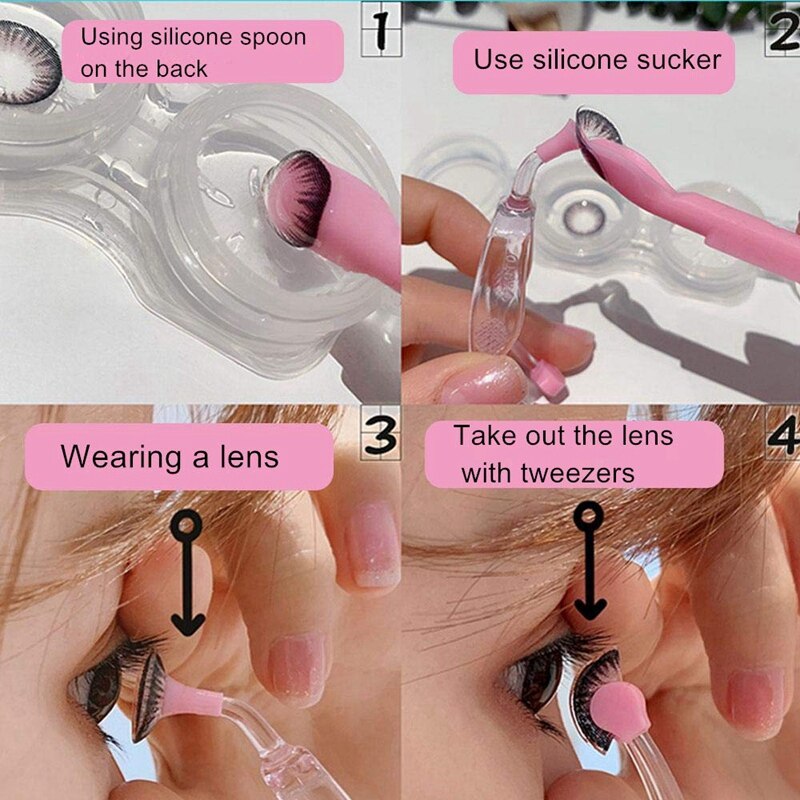 Soft Contact Lens Insertion and Removal Tool Set-Contact Lens Handler Device Includes Tweezers and Soft Silicone Scoop,Contact L