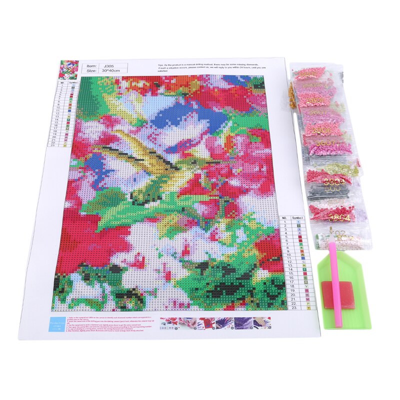 Full Hummingbird Trumpet Flower Bird Painting 5D Cross Stitch DIY Bedroom Living Room Hanging Picture