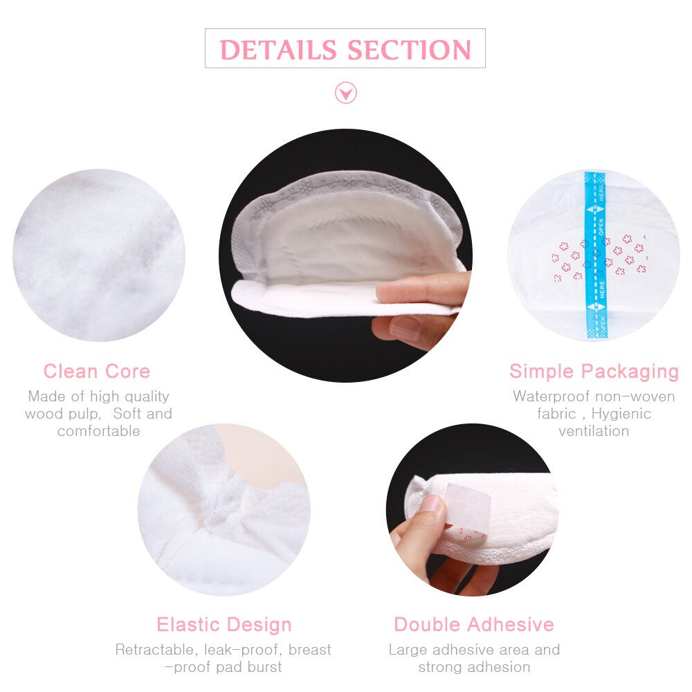 SLAIXIU 16 Pieces Breast Pads Nursing Pads Disposable Breast Pads Breastfeeding Accessories Ultra-thin Dry Soft