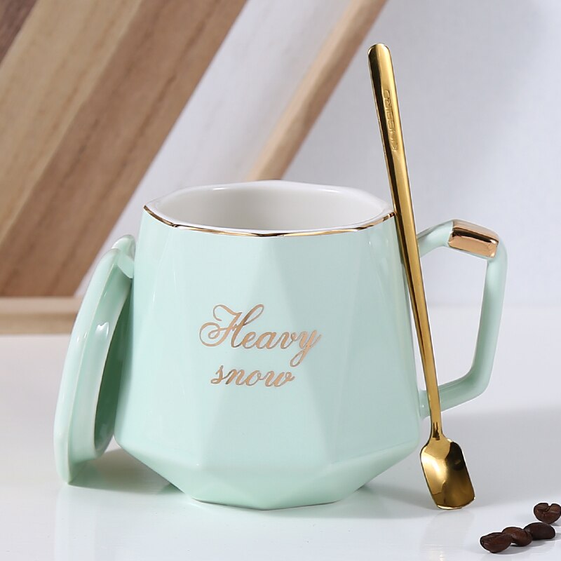 Gold Luxury Espresso Coffee Mugs Ceramic Reusable Mug Lid Coffeeware Canecas De Porcelana Travel Mug EA60MK: Style 4