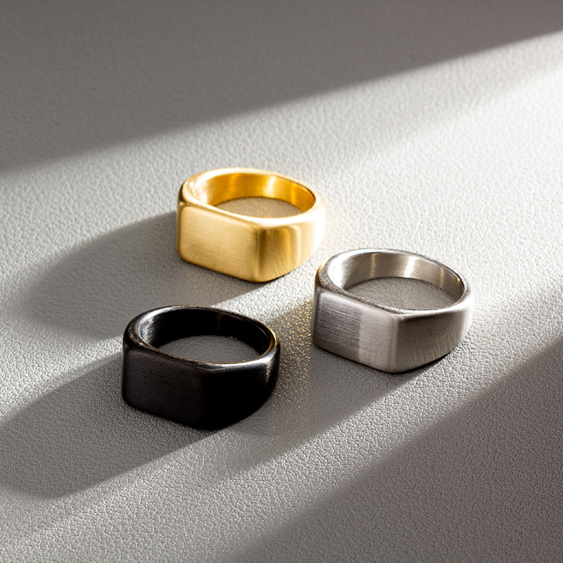 HNSP 316L Edelstahlring für Männer 2024, glatte rechteckige Dichtungsringe, Fingerschmuck, Zubehör
