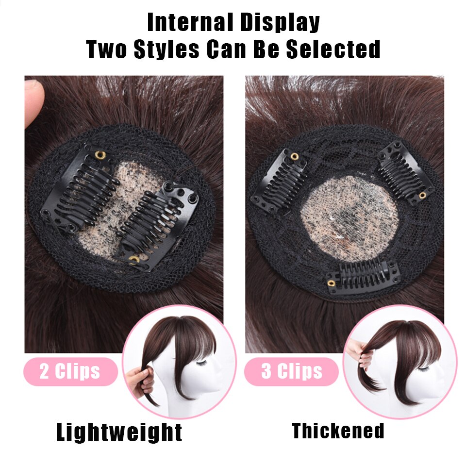 Buqi clip on otsatukka hiuslisäkkeet naisille suora siisti otsatukka ruskea klipsi hiustenpidennyksissä synteettiset topper otsatukka klipsit