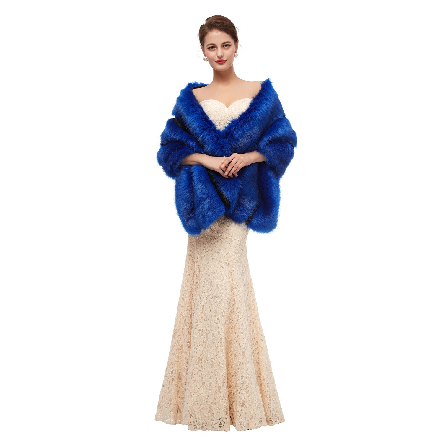 Bont Sjaal Bruiloft Wrap Vrouwen Winter 3/4 Lengte Mouwen Bridal Wraps Warm Bont Boleros Bridal Jacket Avond jas: 122
