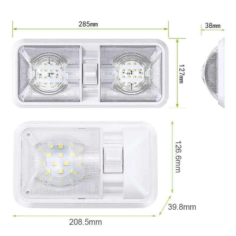 LED Loftlampe til RV - 12V - Naturlig Hvid Indendørs Belysning til Bil/Trailer/Camper/Boat