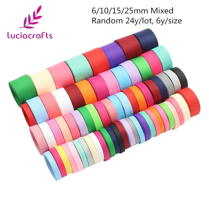 Lucia Ambachten 24y/Lot Willekeurige Gemengde Grosgrain Linten Bow Ambachten Diy Naaien Handgemaakte Wikkelen Materialen Accessoires T0506: Mixed size 24y