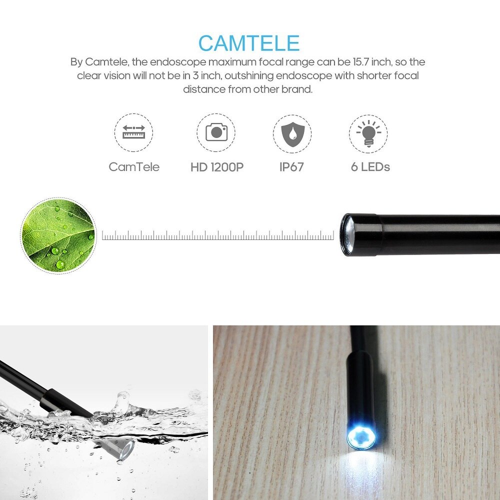 Depstech Draadloze Endoscoop 2.0MP Hd Wifi Borescope IP67 Waterdichte Inspectie Camera 16 Inch Brandpuntsafstand Voor Android & Ios