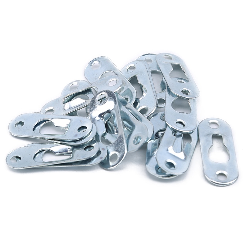 QUARKZMAN 20 Stuks Sleutelgat Fotolijsthangers - 37x14mm Zware Metalen Ophangbeugels Met Schroeven, Zilver