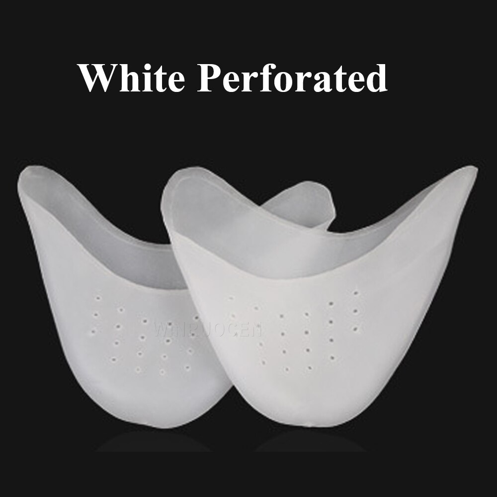 Gel de silicona elástico de para danza del Ballet, Protector para el antepié con agujeros transpirables, plantilla para aliviar el dolor en los dedos del pie: White Perforated