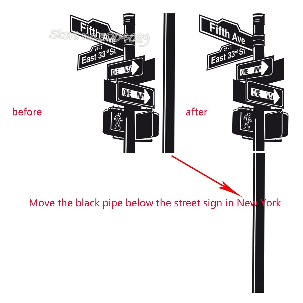 York Street Sign Wall Decal Wall Street Vinyl Removable Art Mural Home Decor Room Interior living room wall Stickers EA008