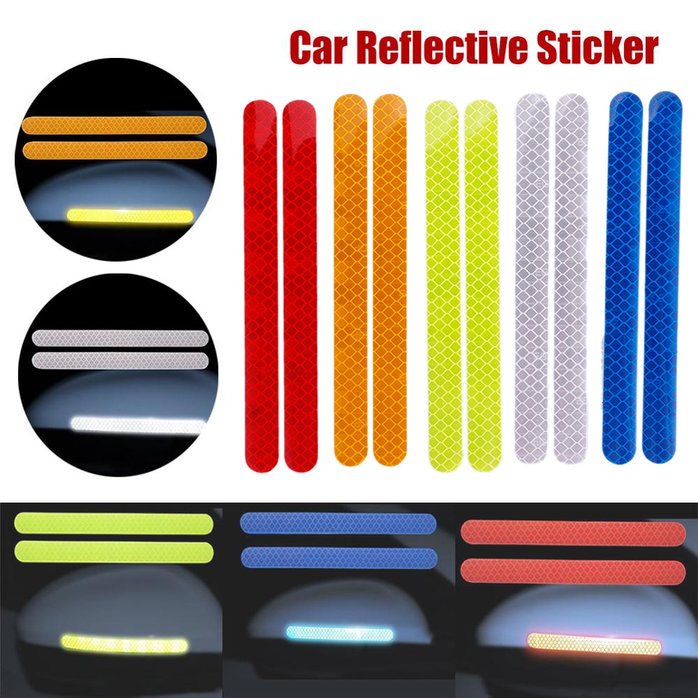 2pcs Car Rearview Mirror Stickers Universal Safety Mark Car Reflective Strip Waterproof Anti-collision Warning Tape Car-styling