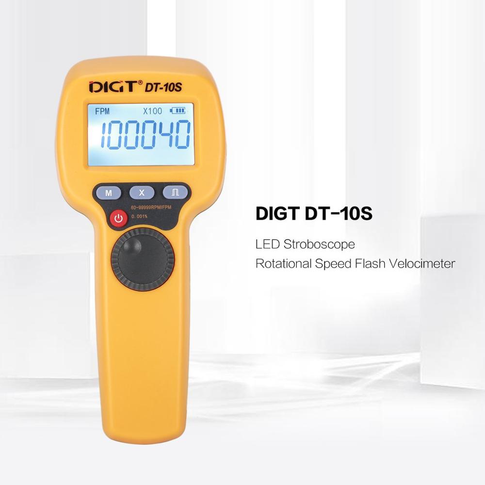 DIGT DT-10S 7.4V 2200mAh 60-99999 Strobes/min 1500LUX Handhold LED Stroboscope Rotational Speed Measurement Flash Velocimeter