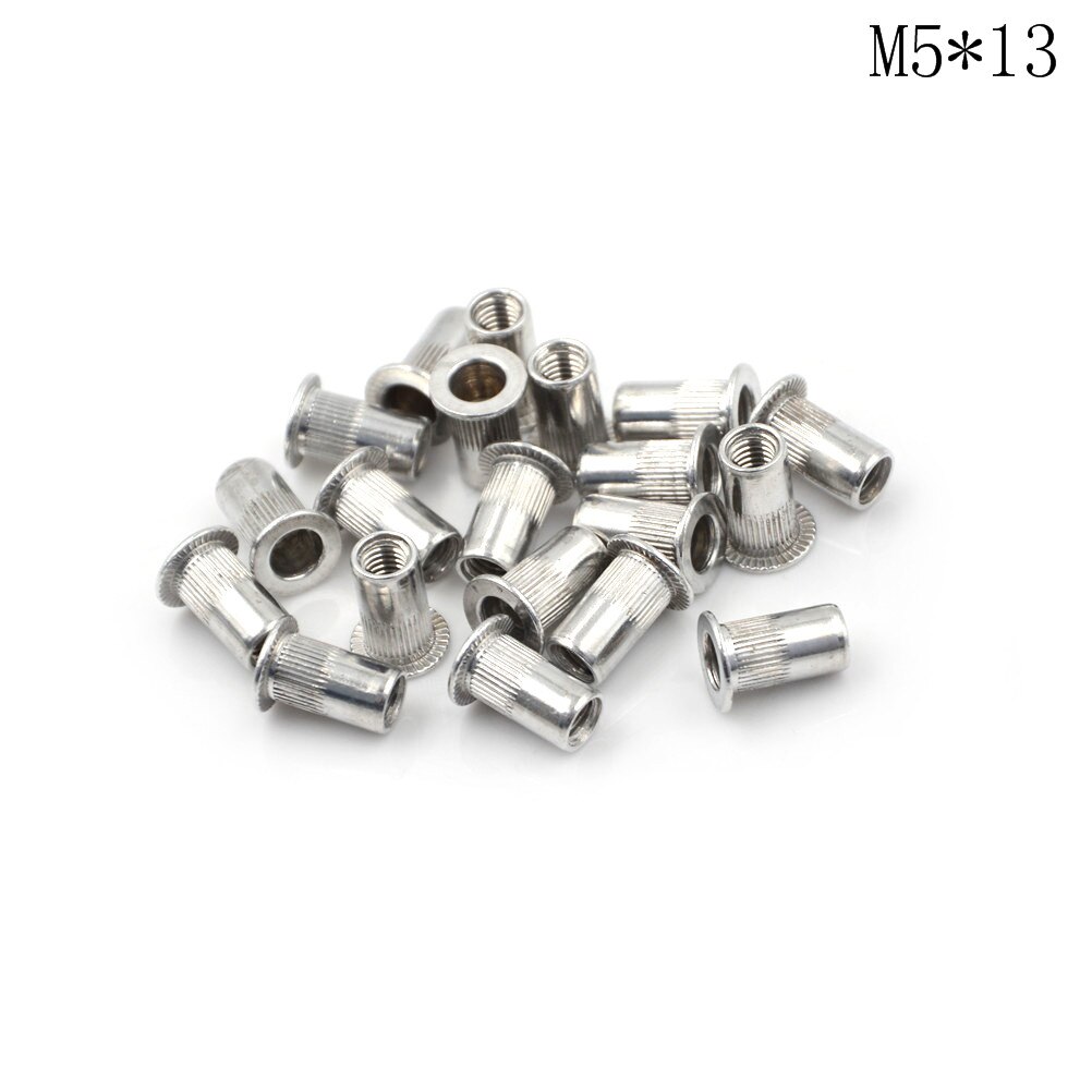 20Pcs/lot M4 M5 M6 M8 M10 Aluminum Alloy Rivnut Flat Head Threaded Rivet Insert Cap Rivet Nut: M5x13