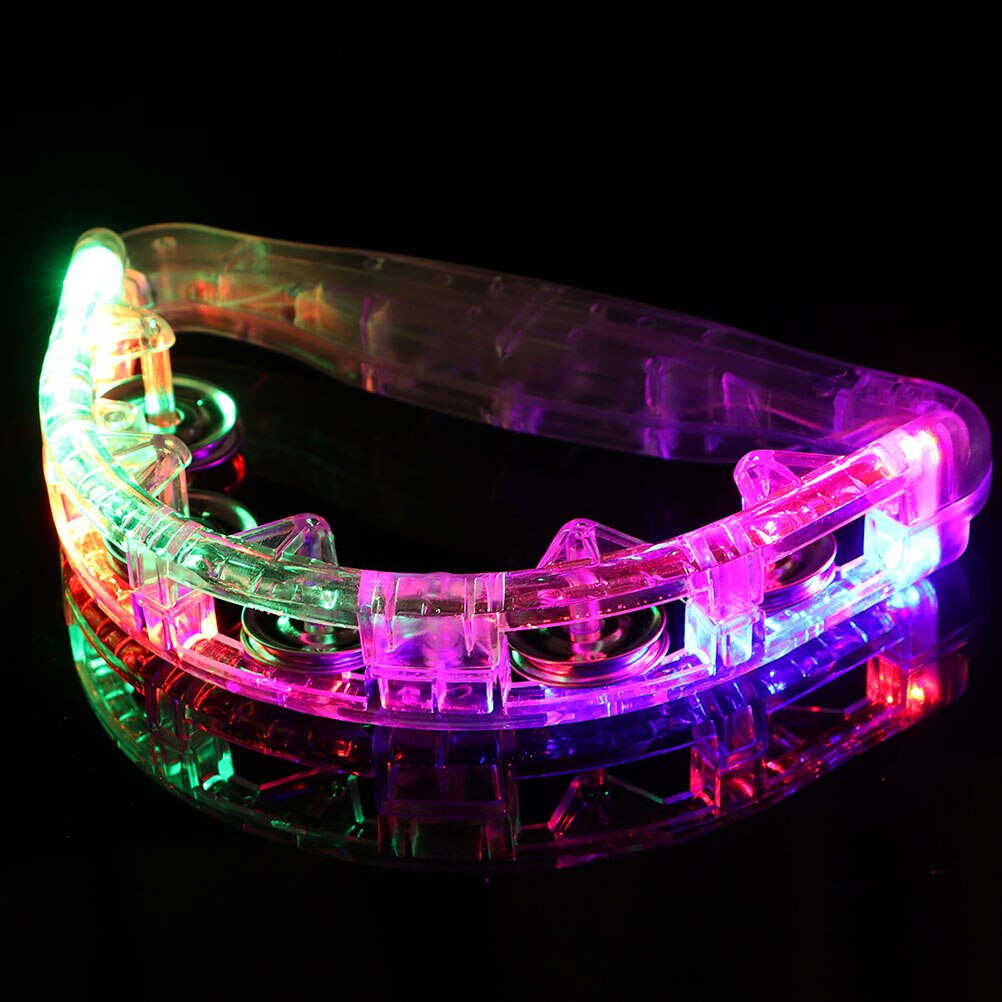 4pcs Tambourine Handheld Percussion Instrument Tambourine with LED Lights