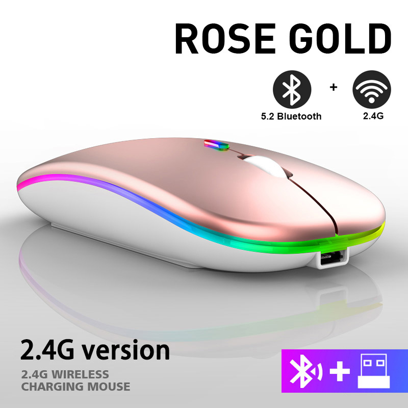 Drahtlose Maus RGB Wiederaufladbare Bluetooth Mäuse Drahtlose Computer Mause LED Backlit Ergonomische Gaming Maus für Laptop PC: green