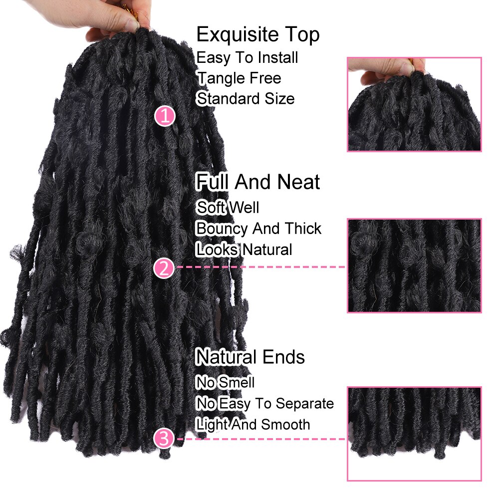 MokoGoddess Distressed Butterfly Locs Crochet Hair 12Inch Pre Looped Goddess Faux Locs Crochet Braiding Hair Extensions