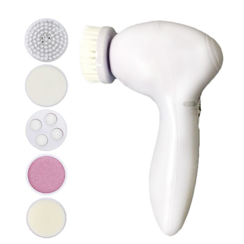 5 In 1 Elektrische Wassen Gezicht Machine Facial Pore Cleaner Cleansing Massage Skin Beauty Massager Borstel Schoon Borstels: White Cleaner