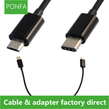 Omkeerbaar USB-C Type C Male Connector naar Micro USB 2.0 Mannelijke Datakabel voor Tablet & Mobiele Telefoon 30 cm