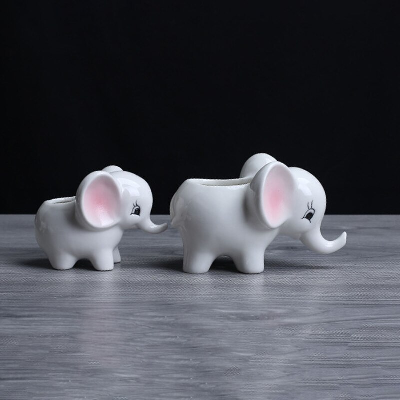 Ceramic Flower Pot Cartoon Animal Elephant Succulent Bonsai Potted Planter for Indoor Outdoor Garden Yard Decoration
