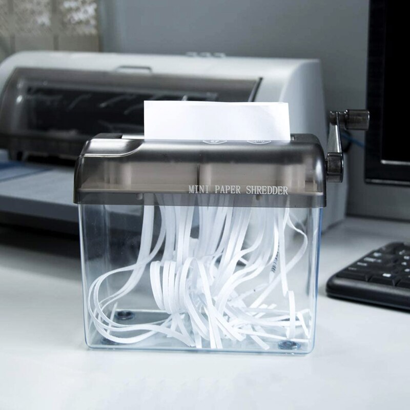 Portable Hand Shredder for A6 Paper Office Documents Bill Ticket Home Wase Invoice Manual Strip-cut Quiet Easy Operate