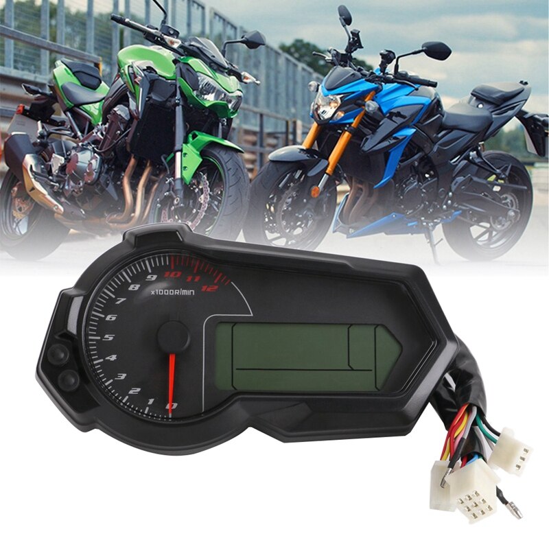 Universal- Motorrad Kilometerzähler Tachometer für 2,4 Zylinder ATV LCD Digital Tacho 12000RPM für BMW für KAWASAKI für KTM für