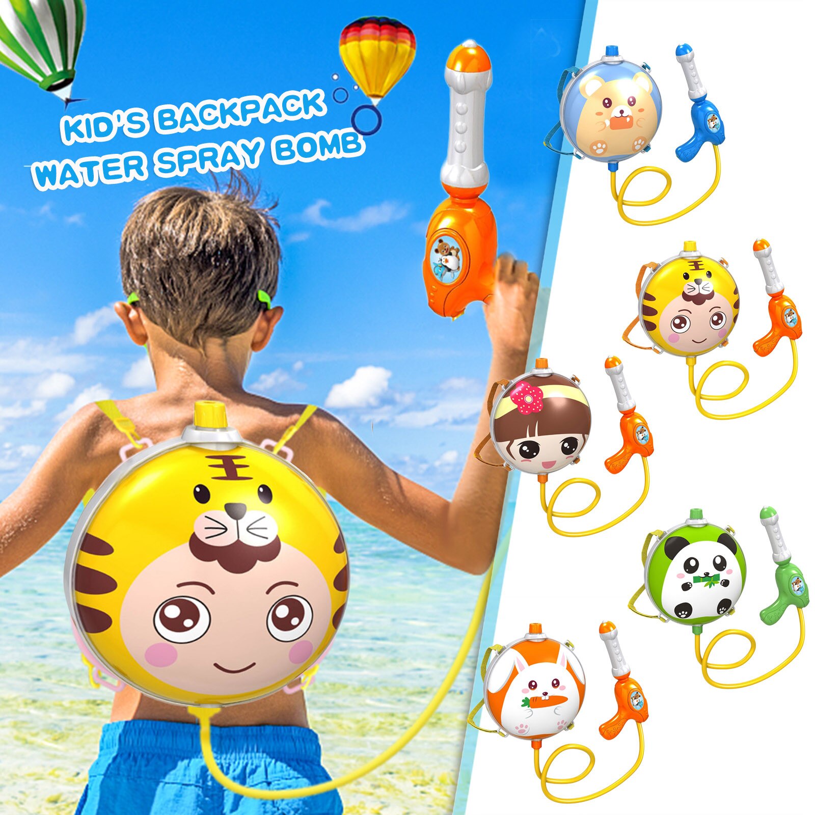 Children's Toys Backpack Water Fun Toy Pull-out Beach Play Water Spray Water Guns Super Summer Squirt Beach Toys #Y