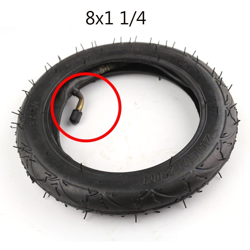 8X1 1/4 Scooter pneu et chambre à air vanne à cintrer pour 8 pouces vélo électrique/gaz Scooter pneu