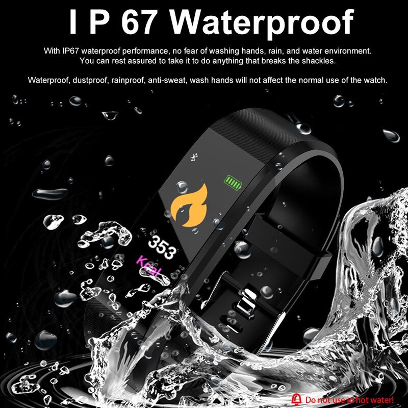 115plus Smart Uhr Männer Frauen Herz Rate Monitor Blutdruck Fitness Tracker Smartwatch Sport Uhr für ios android + BOX