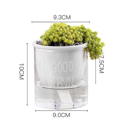 Automatic Watering Flower Pots Ceramic Succulent Plant Flower Pot with Glass Water Container Planters Flower Pots Garden Decor n: White S