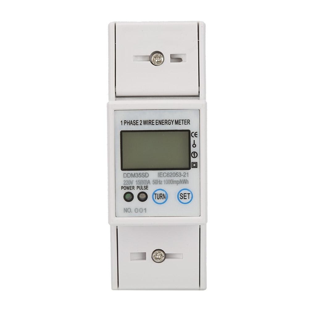 Single Phase 2P LCD Din Rail Electricity Power Consumption Wattmeter Energy Mete DDM35SD 15-60A