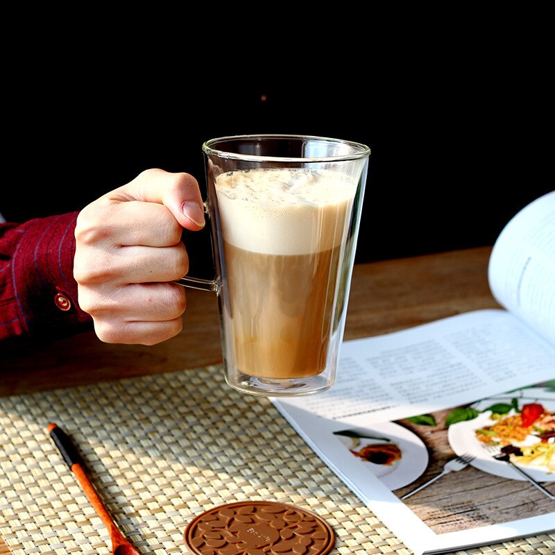 400 ml Double Wall Cup Clear Slip Handgemaakte Thee Mok Koffie Melk Sap Gezonde Drank Dubbele Laag Glas Mok