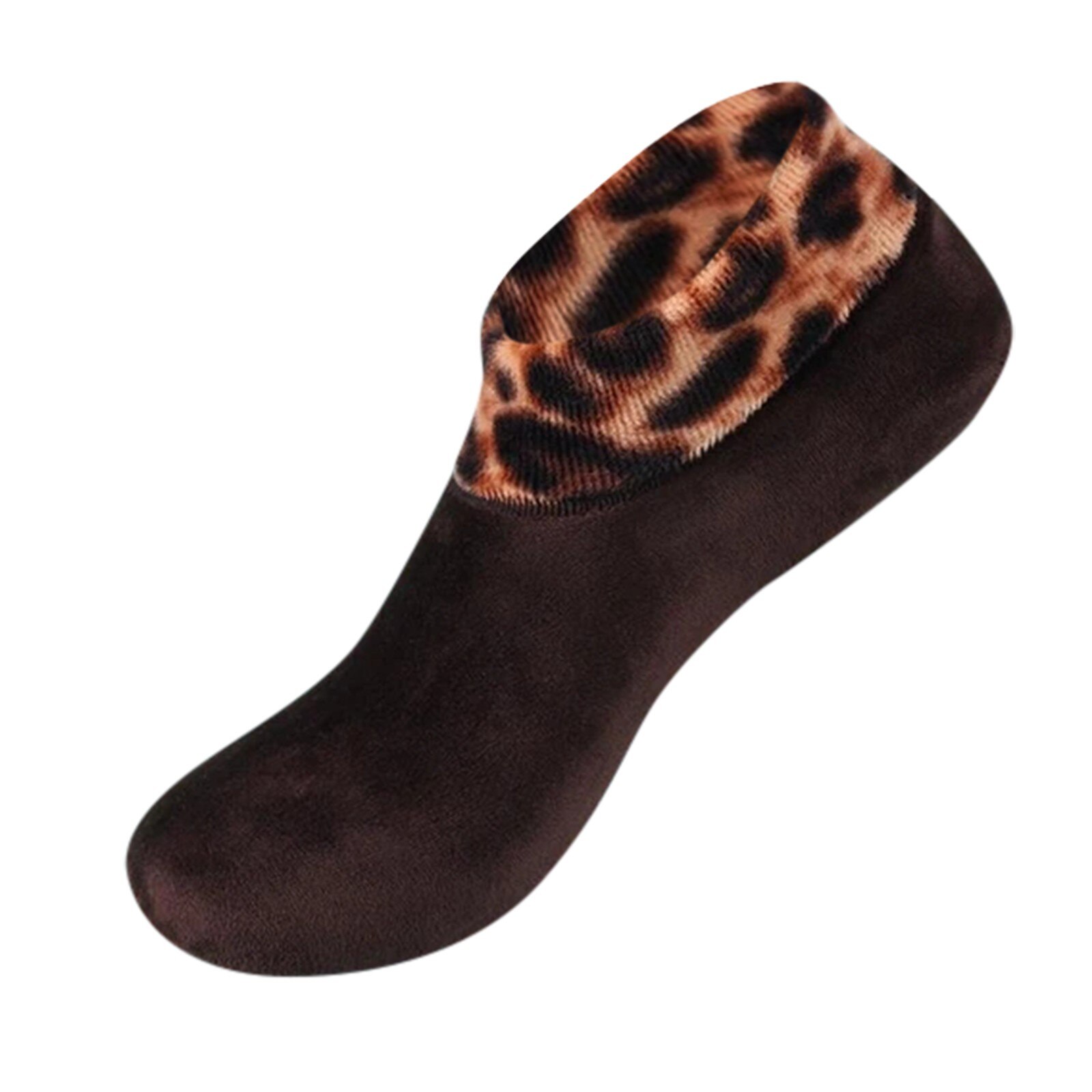 Donna uomo inverno caldo stampa leopardo addensare calzini termici lana Cashmere antiscivolo calzino per la casa stivali morbidi calzini per dormire al pavimento: Brown