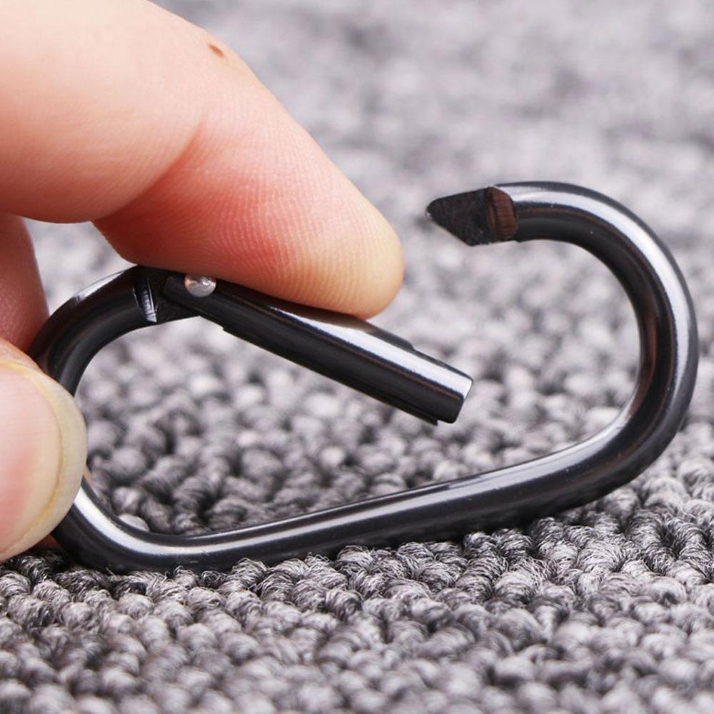 5/10/20pcs oval stainless steel spring hook carabiner quick link lock loop hook keychain rock climbing safety buckle equipment