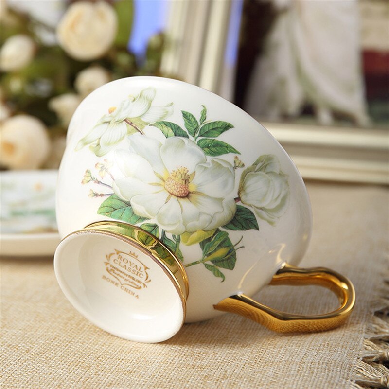 Bone China Kopje Koffie Keramische Kopje Thee Schotel Lepel In Set Creatieve Porselein Espresso Cup Voor 200 Ml, partij Drinkware