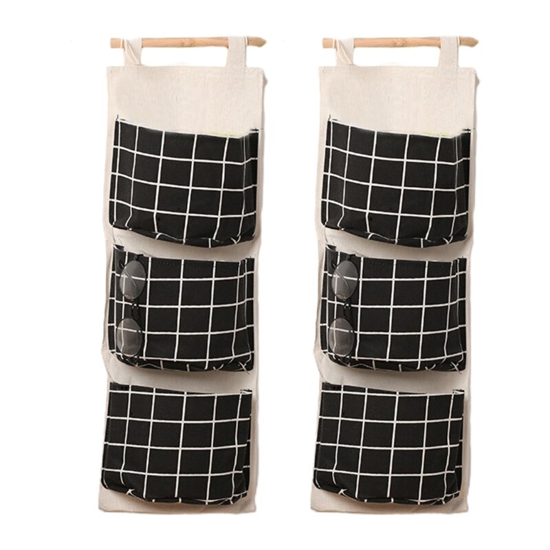 Multifunctional Non-Woven Three-Pocket Storage Handbags For Wall Door