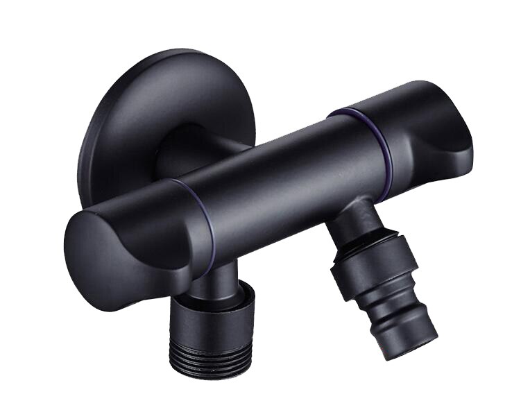 Vanne de bidet à double sortie à entrée unique | En laiton de couleur noire, vanne d'angle à trois voies et double sortie BD988