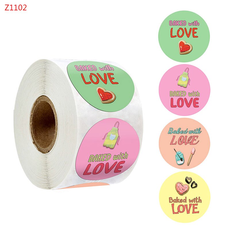 500 Pcs Baked Sticker Seal Labels Round Pink Green Yellow Labels Baking 25mm For Package Decoration Handmade Stickers