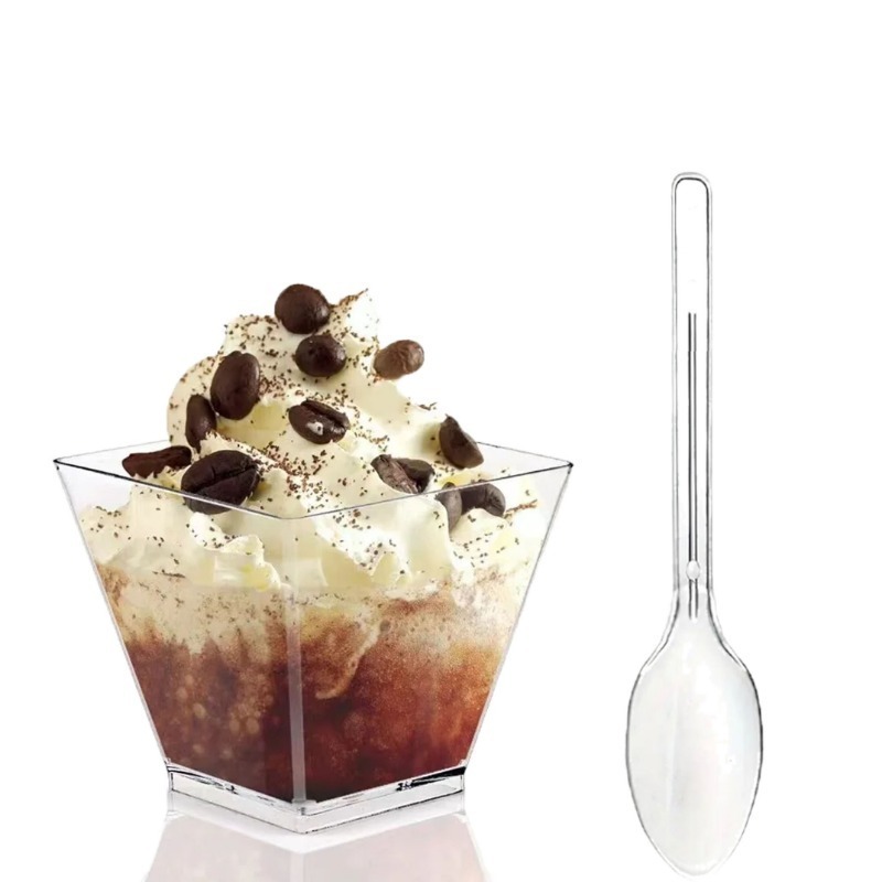 25/50/100PCS Transparante Ladder Vormige Cups Dessert Cups Pudding Fruit Ijs Kamp Verjaardagsfeestje plastic Voedsel Container