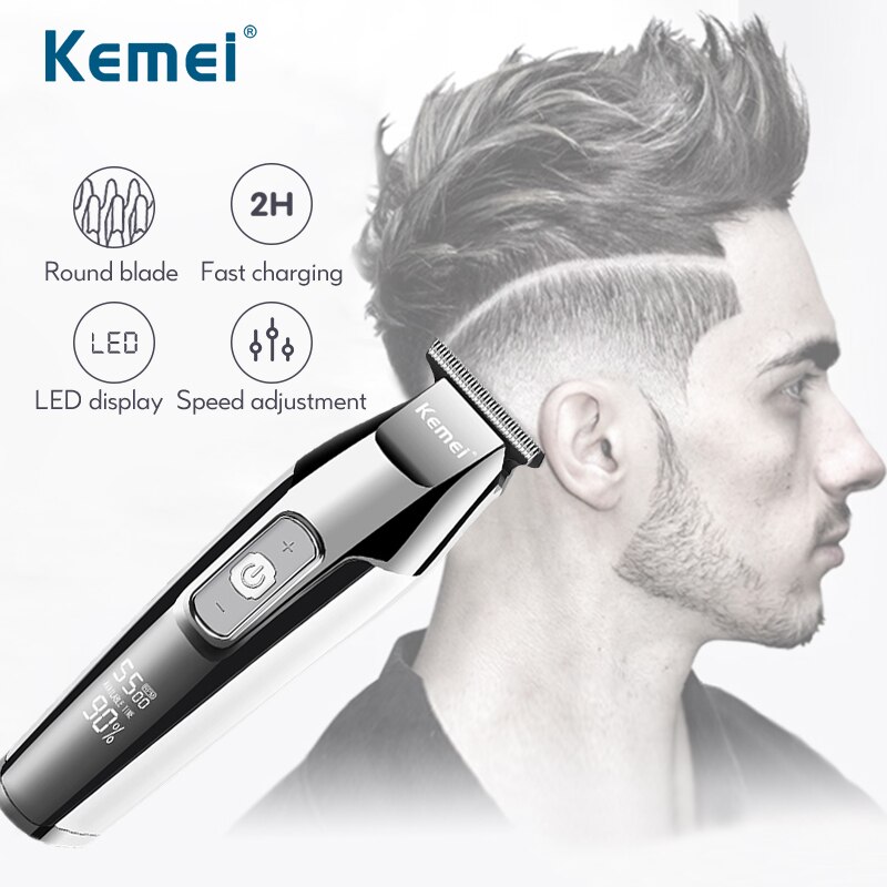 Wiederaufladbare Haar Clipper Professionelle Trimmer LCD Display 0mm Glatze Bart Trimmer Männer der Elektrische Haar Schneiden Maschine 3